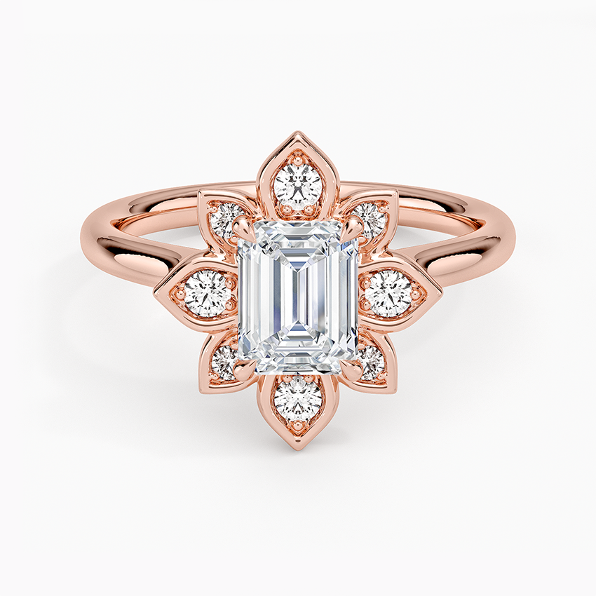 1,30 Karat Emerald Halo Tasarım Tektaş Laboratuvar Pırlanta Yüzük 18K - Solara - Bold Diamonds