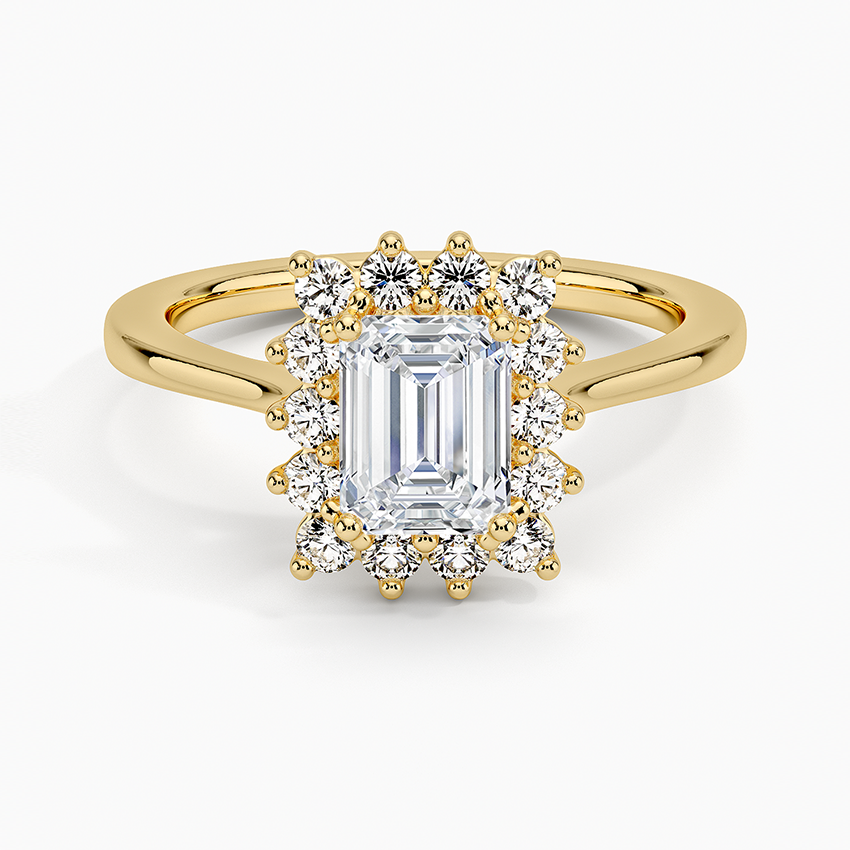 1,30 Karat Emerald Halo Tasarım Tektaş Laboratuvar Pırlanta Yüzük 18K - Vespera - Bold Diamonds
