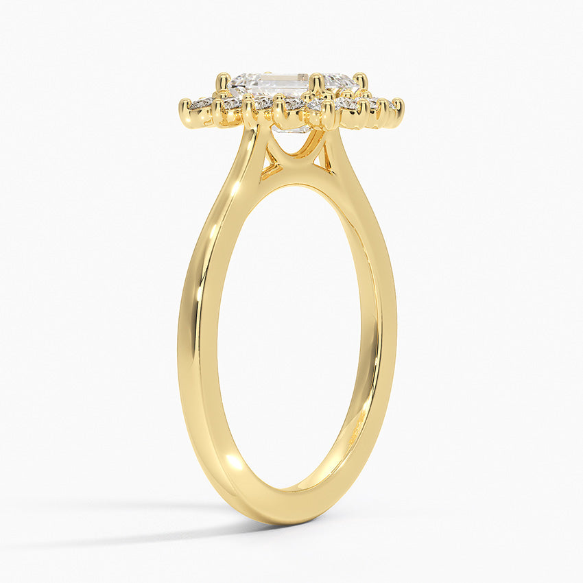 1,30 Karat Emerald Halo Tasarım Tektaş Laboratuvar Pırlanta Yüzük 18K - Vespera - Bold Diamonds