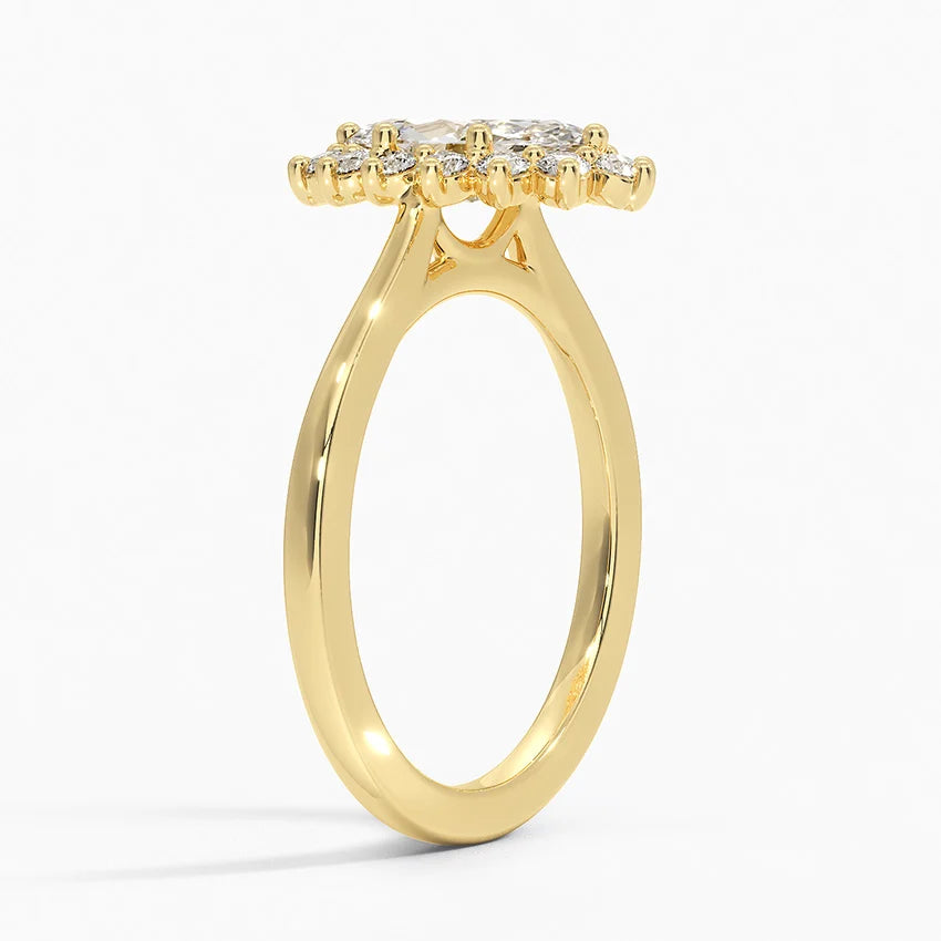 1,30 Karat Marquise Halo Tasarım Tektaş Laboratuvar Pırlanta Yüzük 18K -Vespera - Bold Diamonds