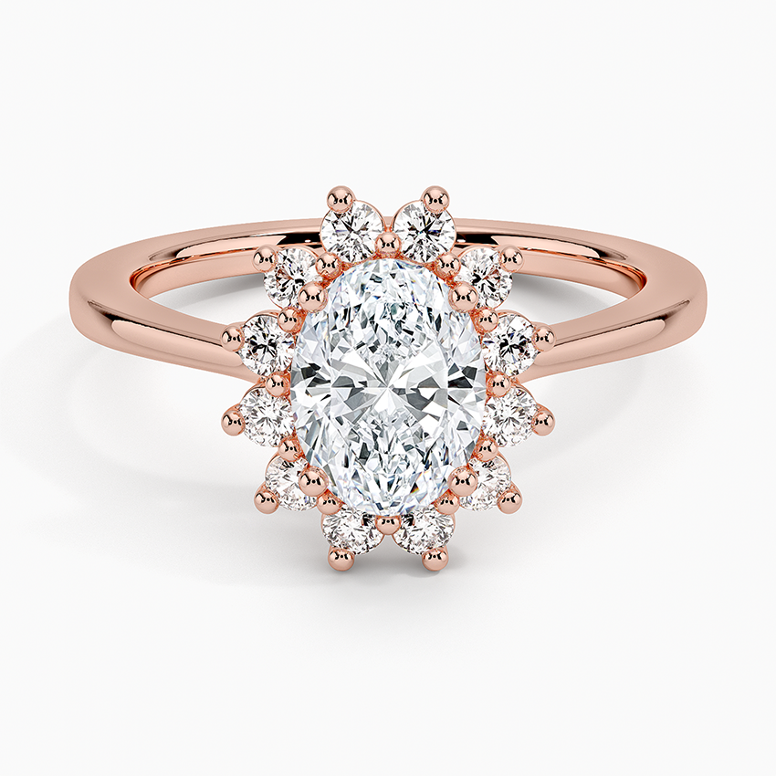 1,30 Karat Oval Halo Tasarım Tektaş Laboratuvar Pırlanta Yüzük 18K -Vespera - Bold Diamonds