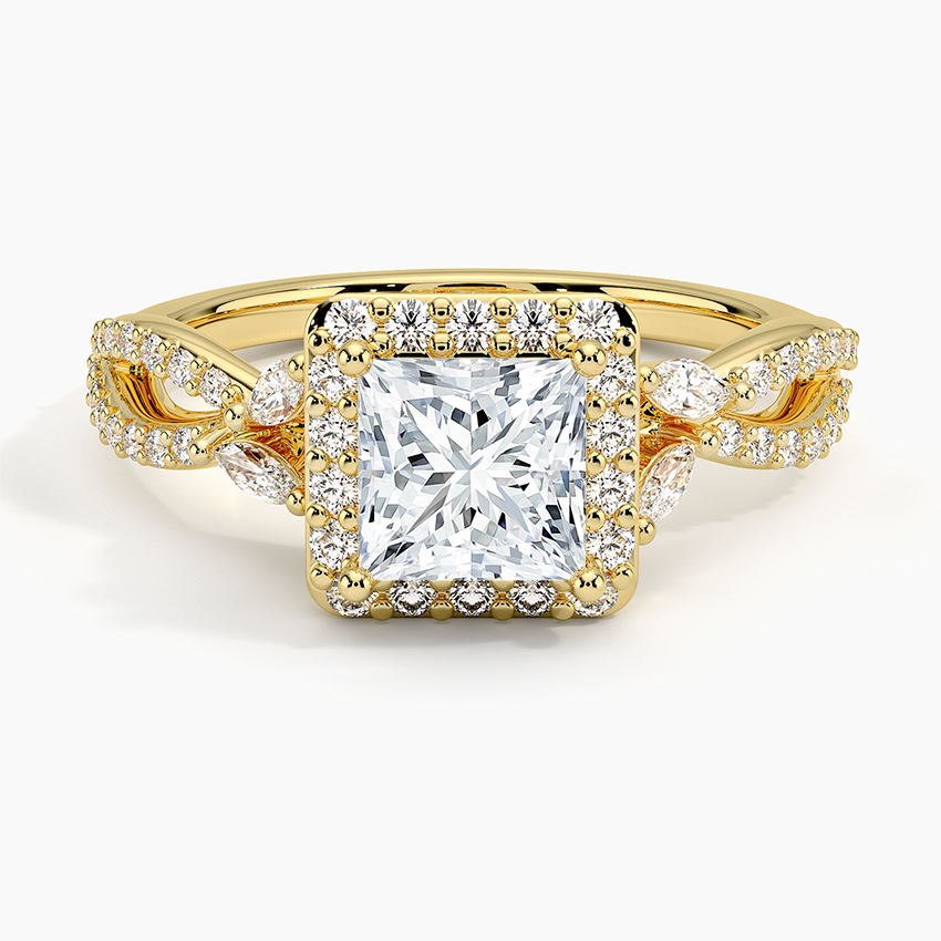 1.30 Karat Prenses Halo Tasarım Tektaş Laboratuvar Pırlanta Yüzük 18K -Coronae - Bold Diamonds