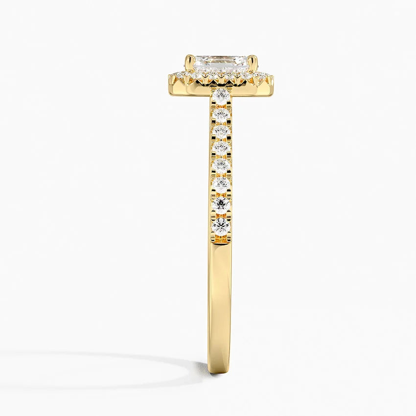 1.40 Karat Asscher Halo Tasarım Tektaş Laboratuvar Pırlanta Yüzük 18k -Astrala - Bold Diamonds