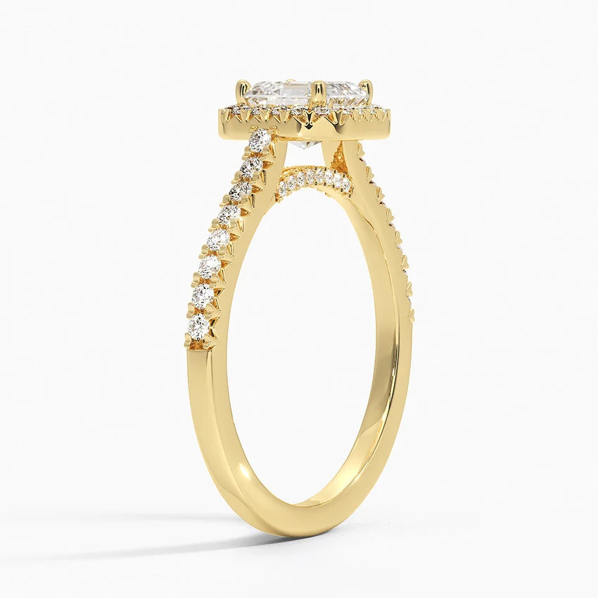 1.40 Karat Asscher Halo Tasarım Tektaş Laboratuvar Pırlanta Yüzük 18k -Astrala - Bold Diamonds