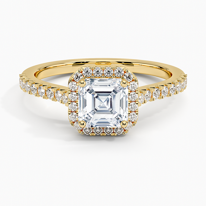 1.40 Karat Asscher Halo Tasarım Tektaş Laboratuvar Pırlanta Yüzük 18k -Astrala - Bold Diamonds