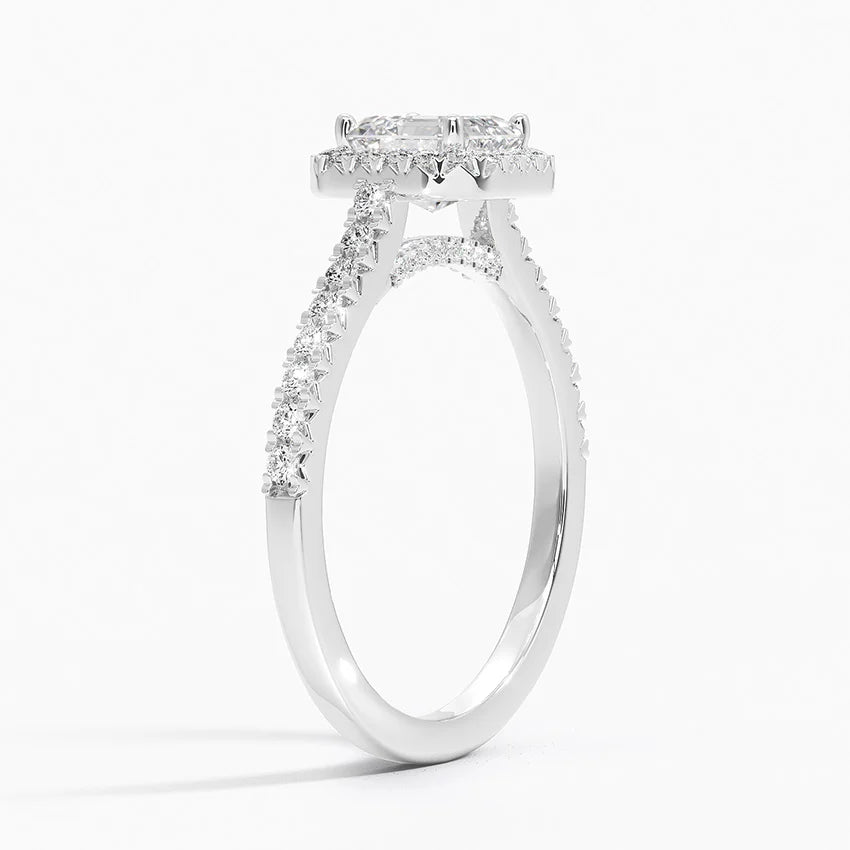 1.40 Karat Asscher Halo Tasarım Tektaş Laboratuvar Pırlanta Yüzük 18k -Astrala - Bold Diamonds