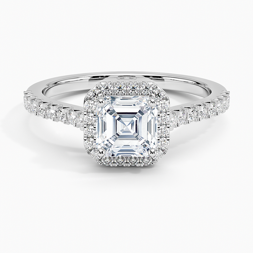 1.40 Karat Asscher Halo Tasarım Tektaş Laboratuvar Pırlanta Yüzük 18k -Astrala - Bold Diamonds