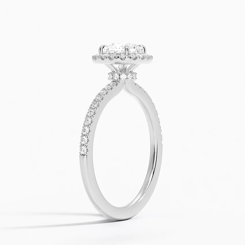 1.40 Karat Cushion Halo Tasarım Tektaş Laboratuvar Pırlanta Yüzük 18k -Luxora - Bold Diamonds