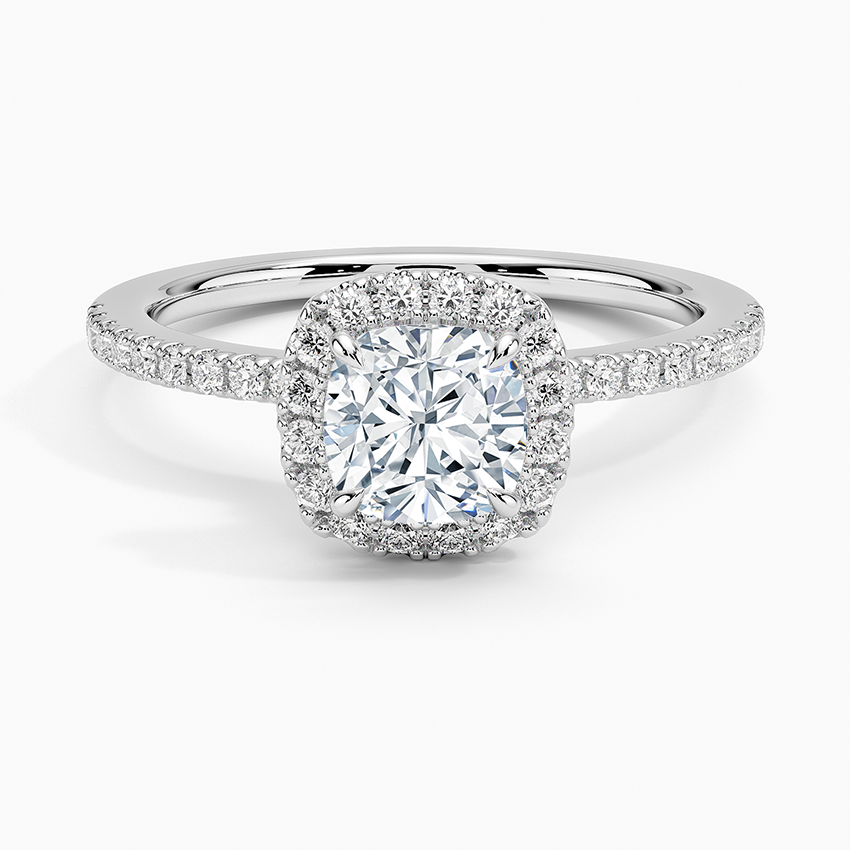 1.40 Karat Cushion Halo Tasarım Tektaş Laboratuvar Pırlanta Yüzük 18k -Luxora - Bold Diamonds