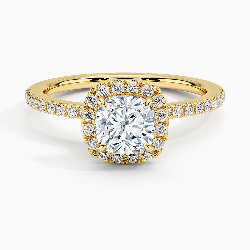 1.40 Karat Cushion Halo Tasarım Tektaş Laboratuvar Pırlanta Yüzük 18k -Luxora - Bold Diamonds