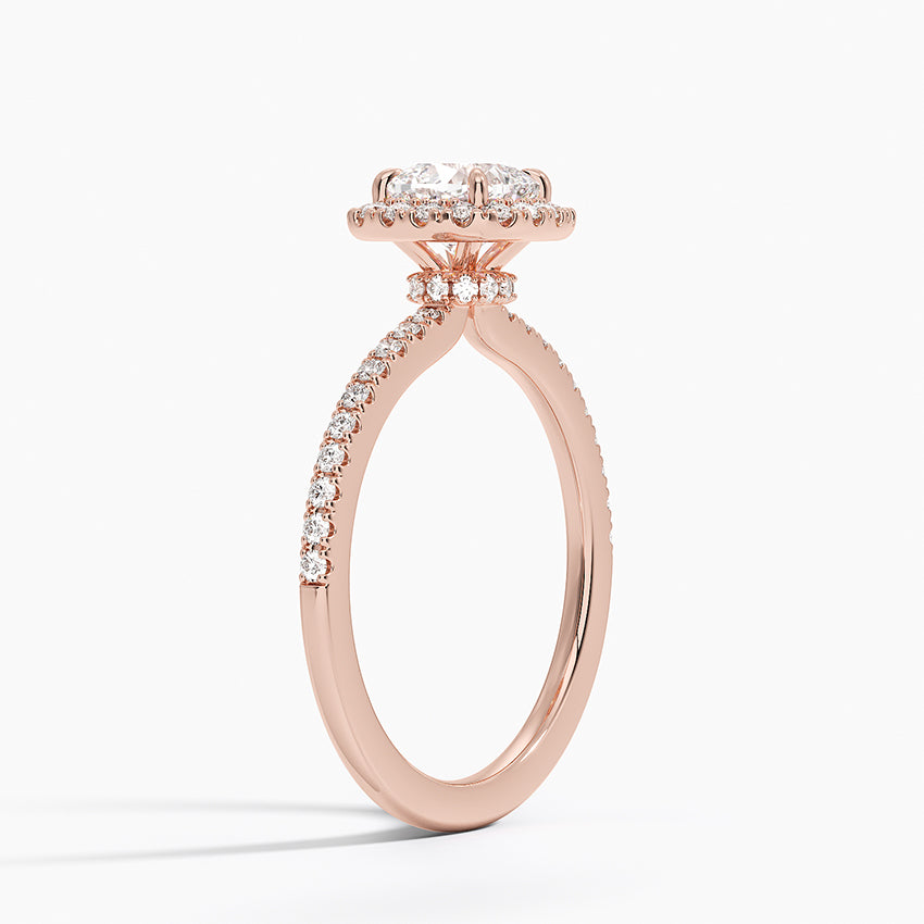 1.40 Karat Cushion Halo Tasarım Tektaş Laboratuvar Pırlanta Yüzük 18k -Luxora - Bold Diamonds