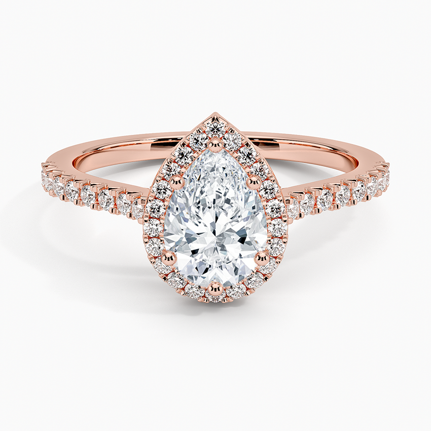 1.40 Karat Damla Halo Tasarım Tektaş Laboratuvar Pırlanta Yüzük 18k -Astrala - Bold Diamonds