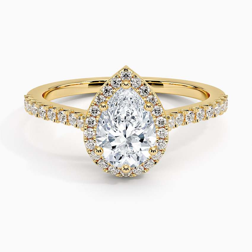 1.40 Karat Damla Halo Tasarım Tektaş Laboratuvar Pırlanta Yüzük 18k -Astrala - Bold Diamonds