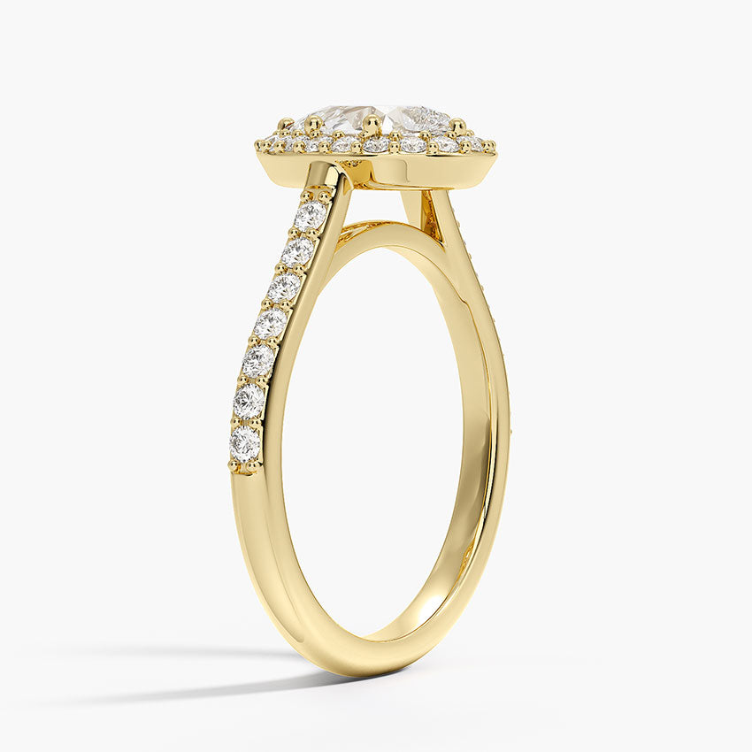 1,40 Karat Damla Halo Tasarım Tektaş Laboratuvar Pırlanta Yüzük 18K -Bellora - Bold Diamonds