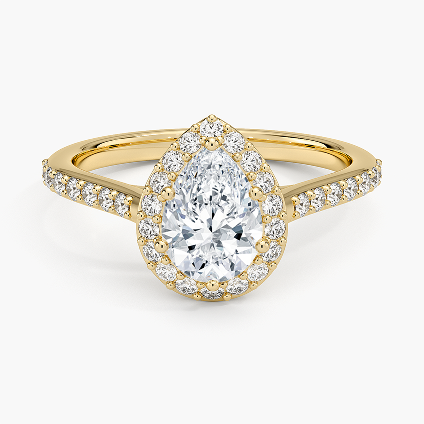 1,40 Karat Damla Halo Tasarım Tektaş Laboratuvar Pırlanta Yüzük 18K -Bellora - Bold Diamonds