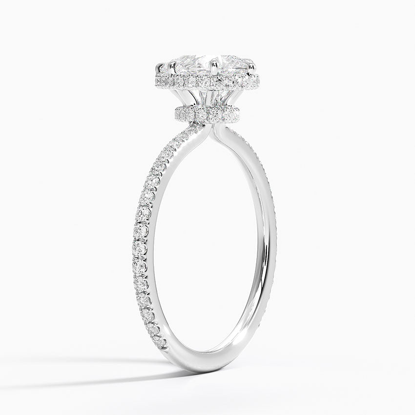 1,40 Karat Damla Halo Tasarım Tektaş Laboratuvar Pırlanta Yüzük 18K - Luminara - Bold Diamonds