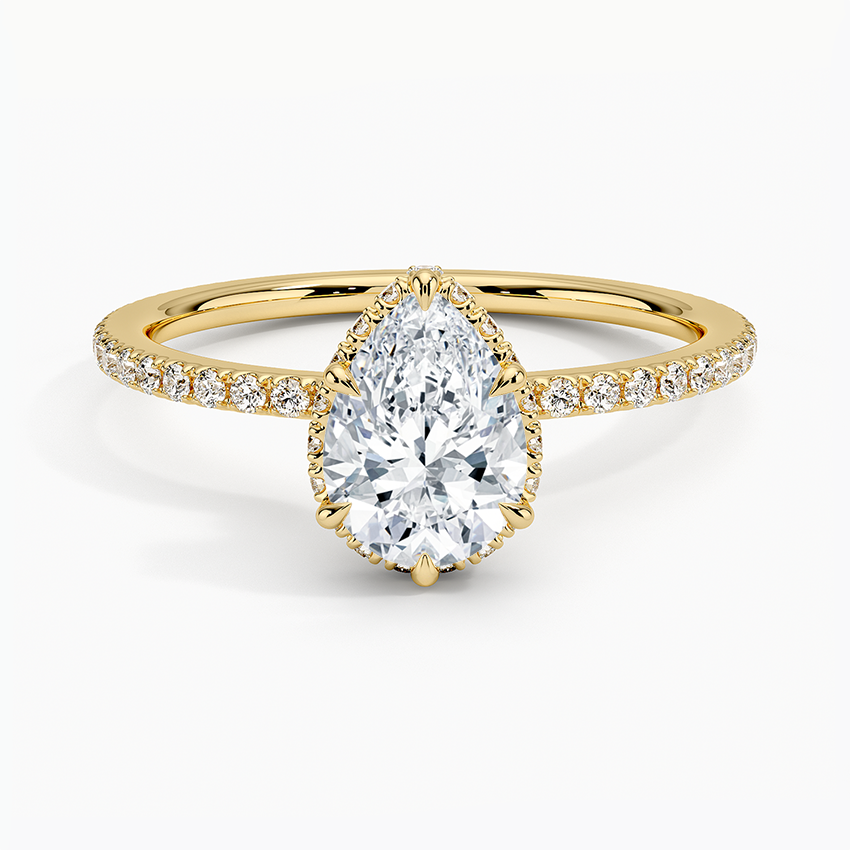 1,40 Karat Damla Halo Tasarım Tektaş Laboratuvar Pırlanta Yüzük 18K - Luminara - Bold Diamonds