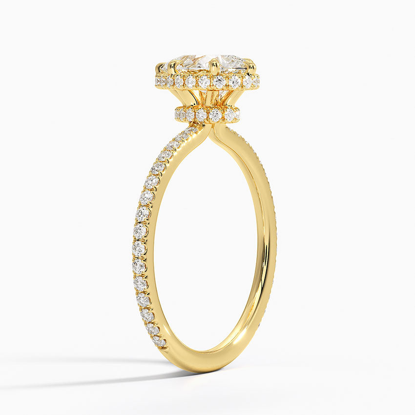 1,40 Karat Damla Halo Tasarım Tektaş Laboratuvar Pırlanta Yüzük 18K - Luminara - Bold Diamonds