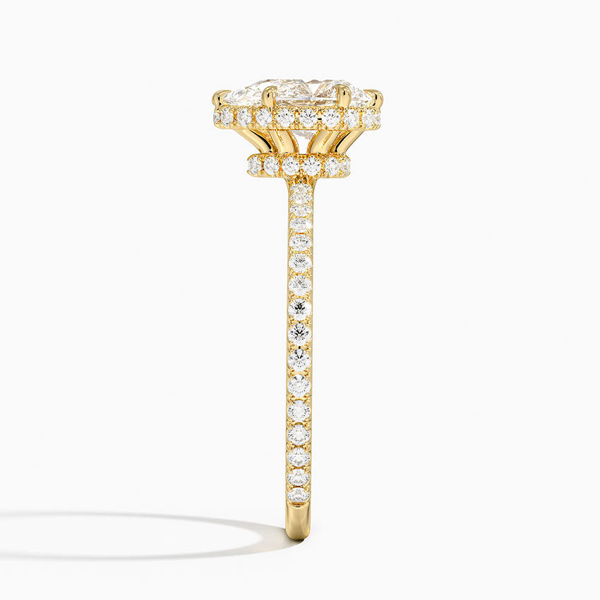 1,40 Karat Damla Halo Tasarım Tektaş Laboratuvar Pırlanta Yüzük 18K - Luminara - Bold Diamonds