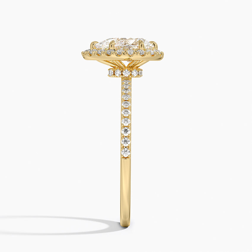 1.40 Karat Damla Halo Tasarım Tektaş Laboratuvar Pırlanta Yüzük 18k -Luxora - Bold Diamonds
