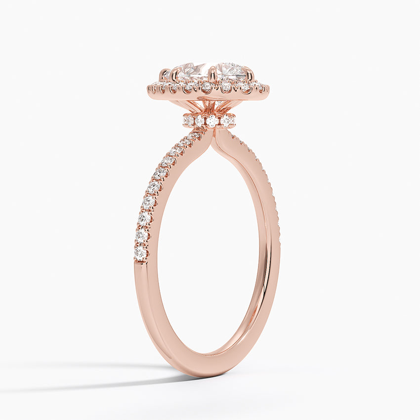 1.40 Karat Damla Halo Tasarım Tektaş Laboratuvar Pırlanta Yüzük 18k -Luxora - Bold Diamonds