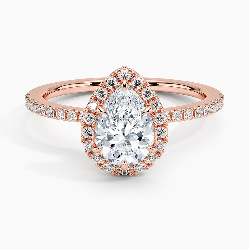 1.40 Karat Damla Halo Tasarım Tektaş Laboratuvar Pırlanta Yüzük 18k -Luxora - Bold Diamonds