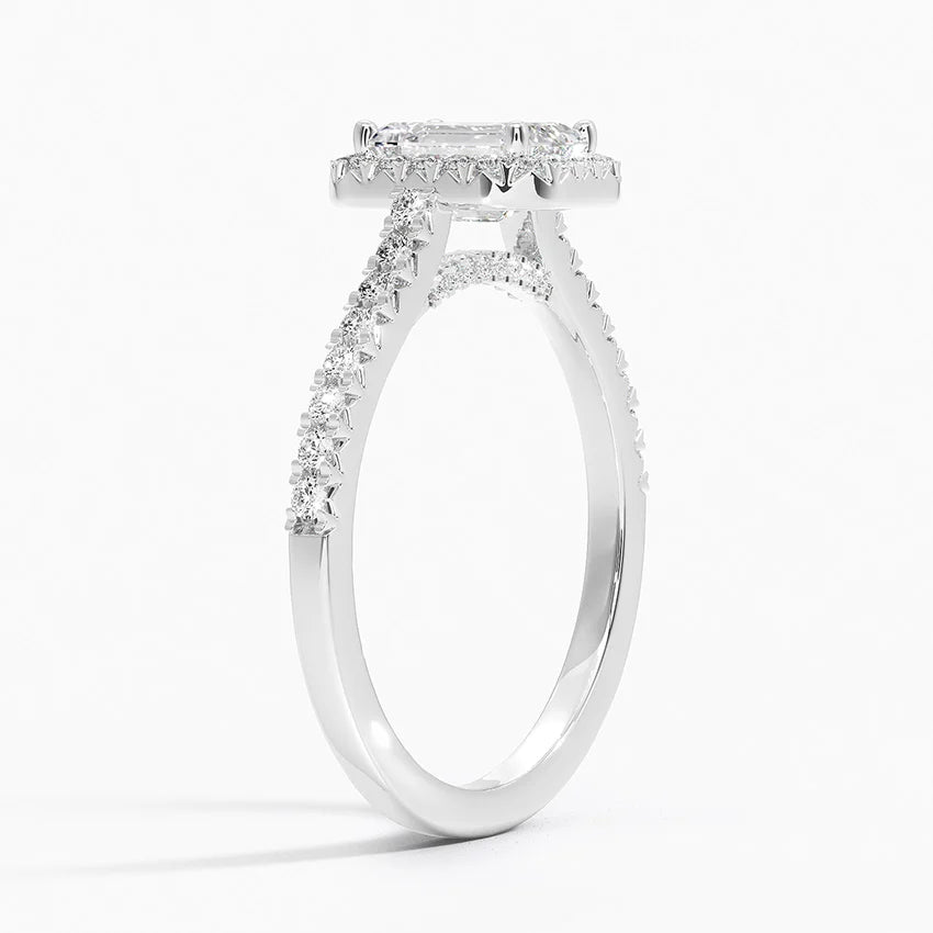 1.40 Karat Emerald Halo Tasarım Tektaş Laboratuvar Pırlanta Yüzük 18k -Astrala - Bold Diamonds