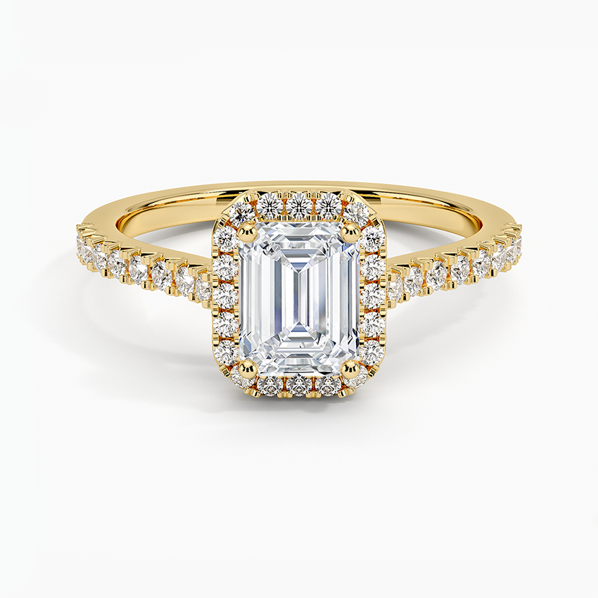 1.40 Karat Emerald Halo Tasarım Tektaş Laboratuvar Pırlanta Yüzük 18k -Astrala - Bold Diamonds