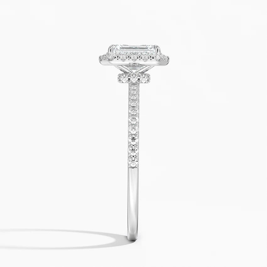 1.40 Karat Emerald Halo Tasarım Tektaş Laboratuvar Pırlanta Yüzük 18k -Luxora - Bold Diamonds