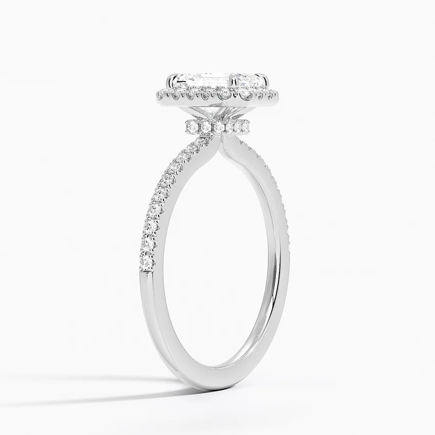 1.40 Karat Emerald Halo Tasarım Tektaş Laboratuvar Pırlanta Yüzük 18k -Luxora - Bold Diamonds