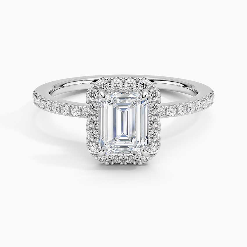 1.40 Karat Emerald Halo Tasarım Tektaş Laboratuvar Pırlanta Yüzük 18k -Luxora - Bold Diamonds