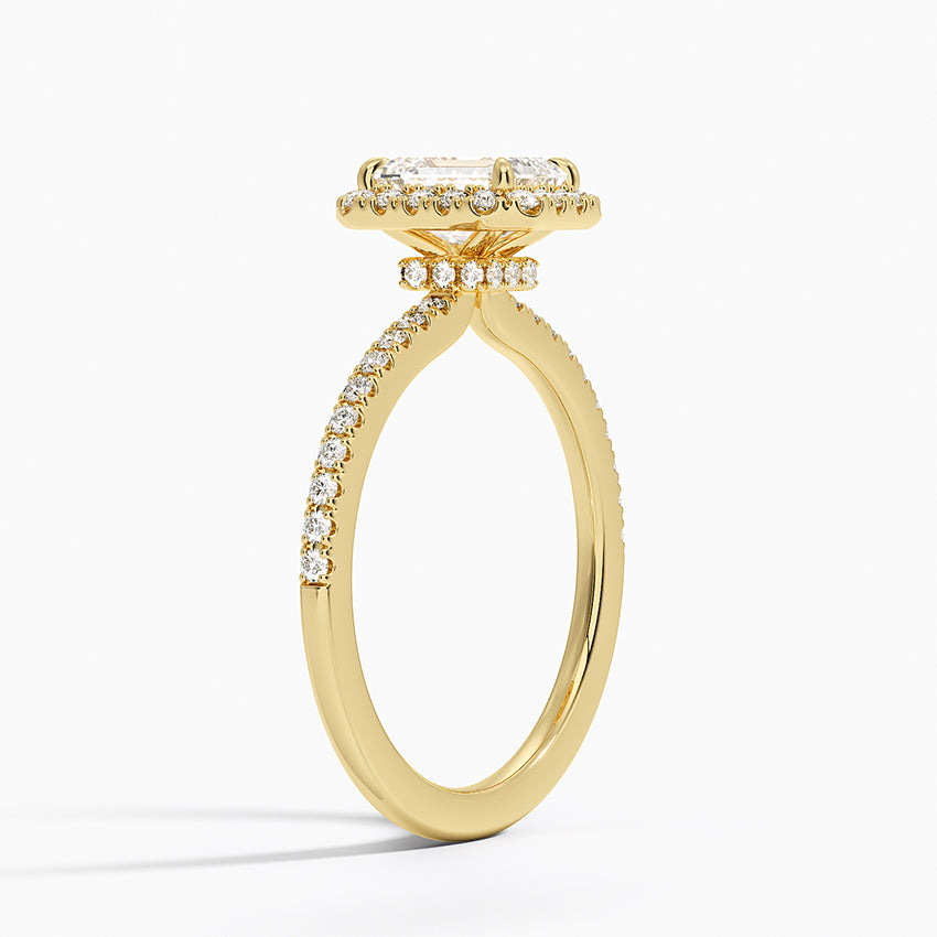 1.40 Karat Emerald Halo Tasarım Tektaş Laboratuvar Pırlanta Yüzük 18k -Luxora - Bold Diamonds