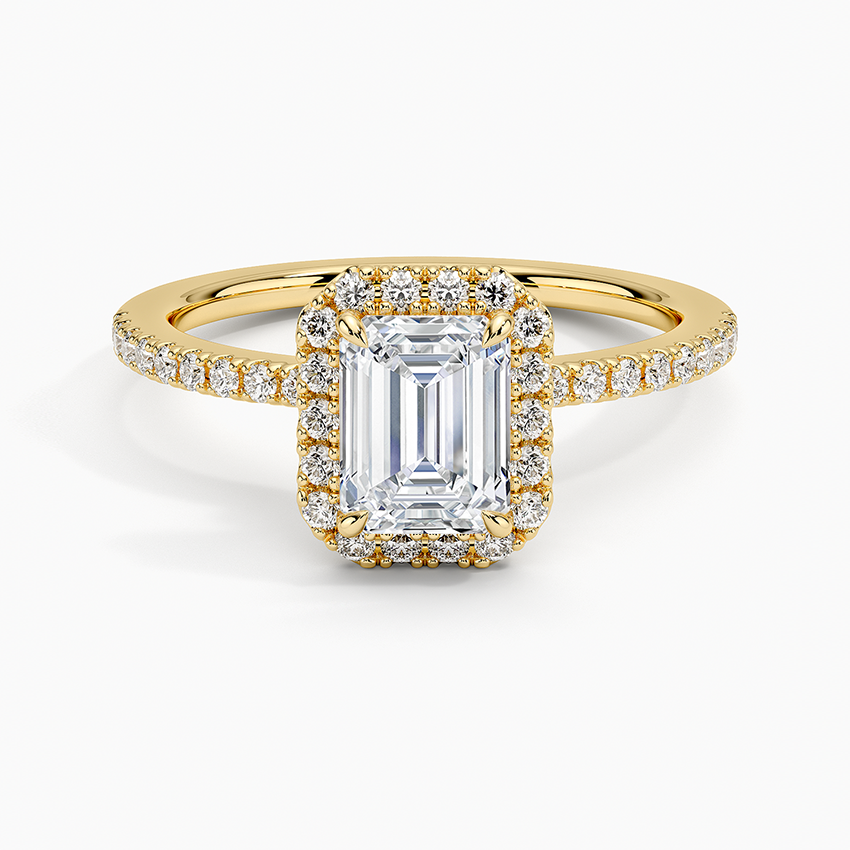 1.40 Karat Emerald Halo Tasarım Tektaş Laboratuvar Pırlanta Yüzük 18k -Luxora - Bold Diamonds