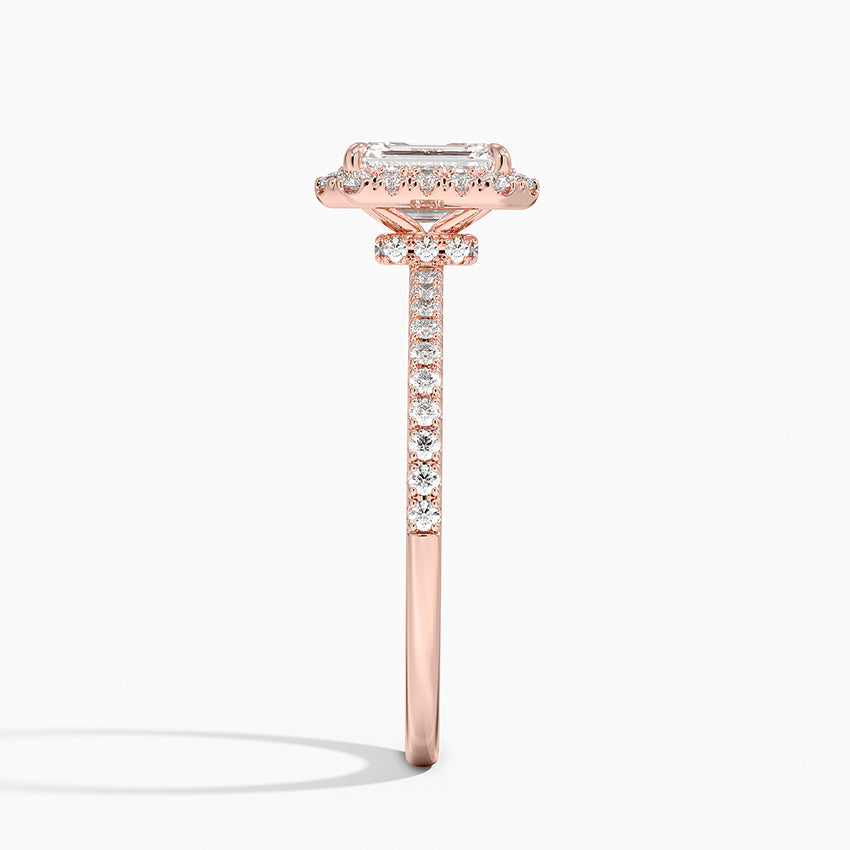 1.40 Karat Emerald Halo Tasarım Tektaş Laboratuvar Pırlanta Yüzük 18k -Luxora - Bold Diamonds