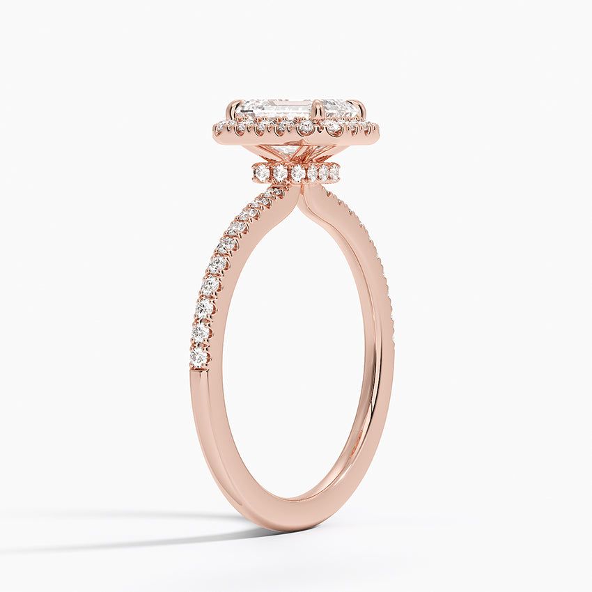 1.40 Karat Emerald Halo Tasarım Tektaş Laboratuvar Pırlanta Yüzük 18k -Luxora - Bold Diamonds