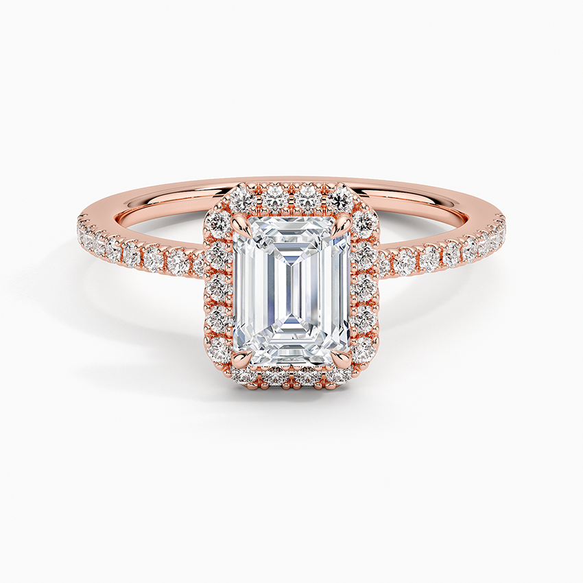 1.40 Karat Emerald Halo Tasarım Tektaş Laboratuvar Pırlanta Yüzük 18k -Luxora - Bold Diamonds