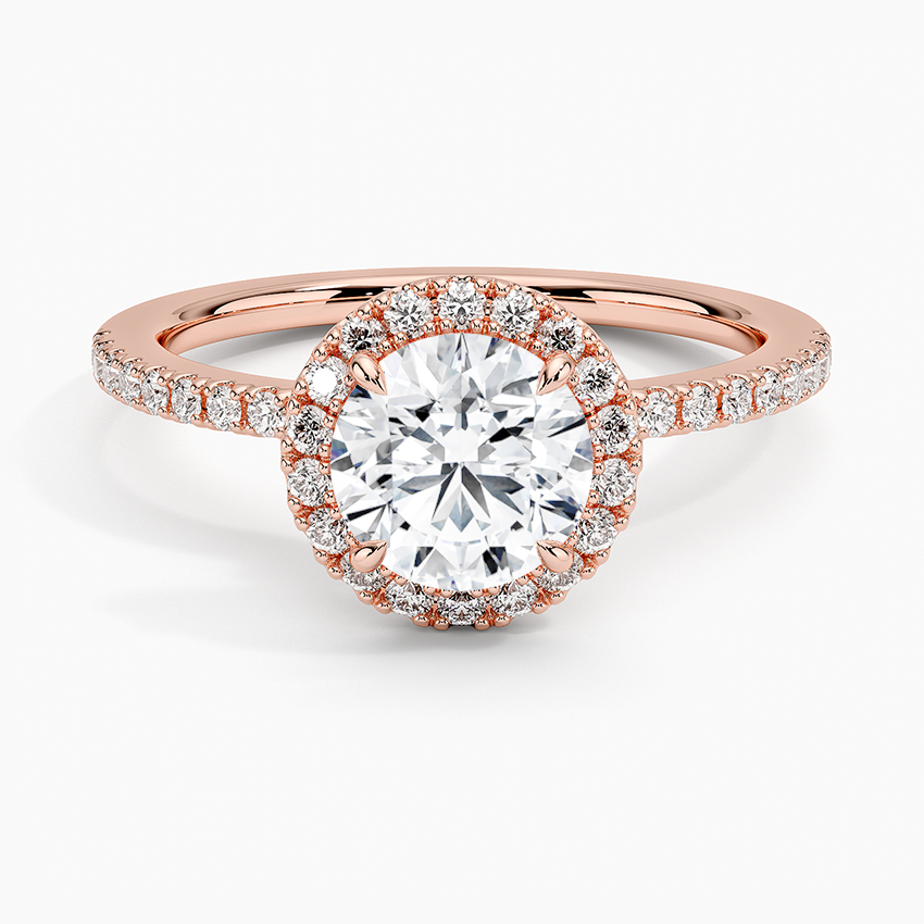 1.40 Karat Halo Tasarım Tektaş Laboratuvar Pırlanta Yüzük 18K -Luxora - Bold Diamonds