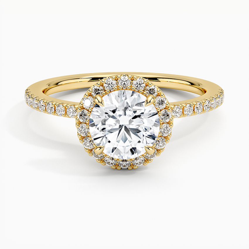 1.40 Karat Halo Tasarım Tektaş Laboratuvar Pırlanta Yüzük 18K -Luxora - Bold Diamonds