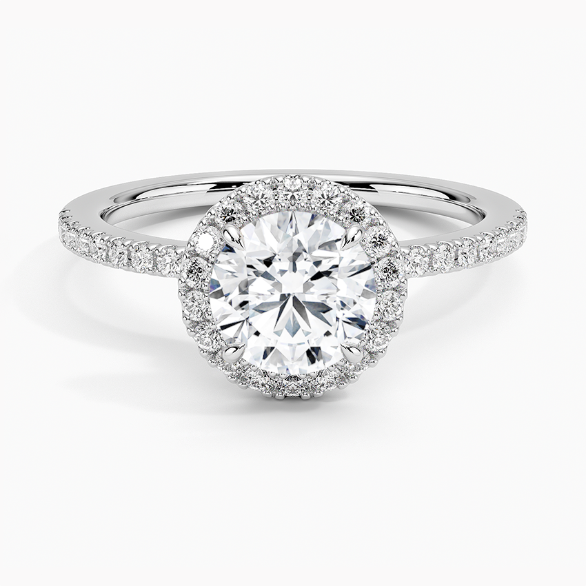 1.40 Karat Halo Tasarım Tektaş Laboratuvar Pırlanta Yüzük 18K -Luxora - Bold Diamonds