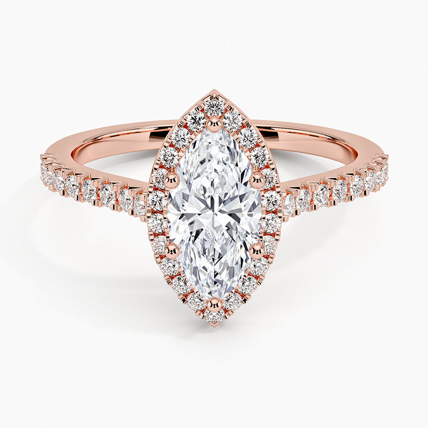 1.40 Karat Marquise Halo Tasarım Tektaş Laboratuvar Pırlanta Yüzük 18k -Astrala - Bold Diamonds