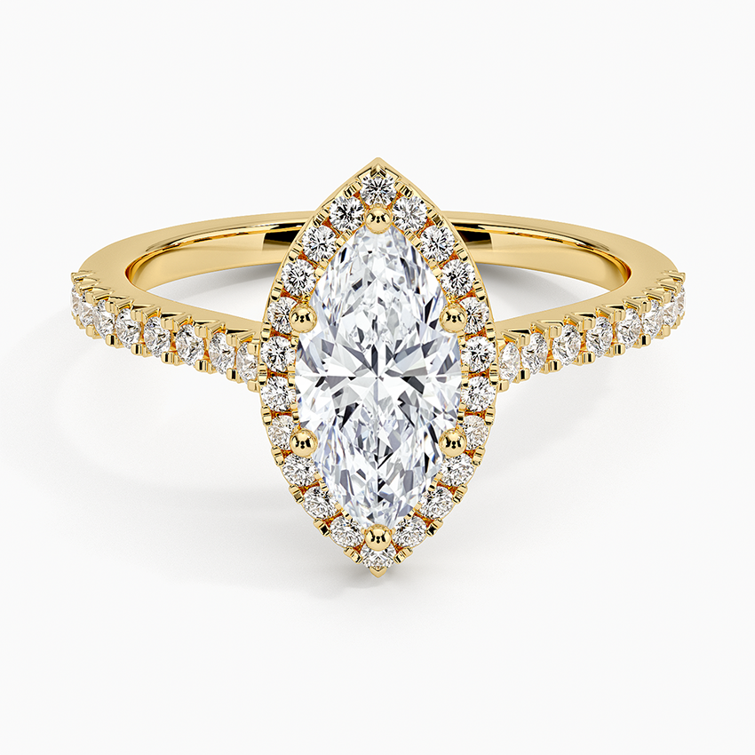 1.40 Karat Marquise Halo Tasarım Tektaş Laboratuvar Pırlanta Yüzük 18k -Astrala - Bold Diamonds