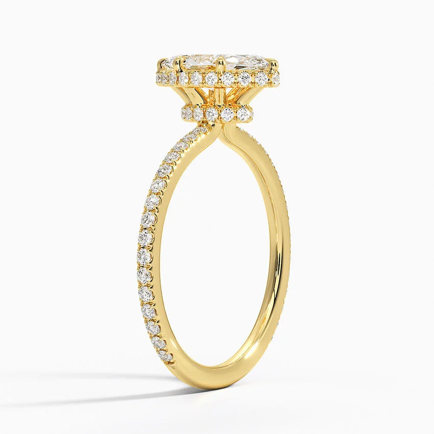 1,40 Karat Marquise Halo Tasarım Tektaş Laboratuvar Pırlanta Yüzük 18K - Luminara - Bold Diamonds