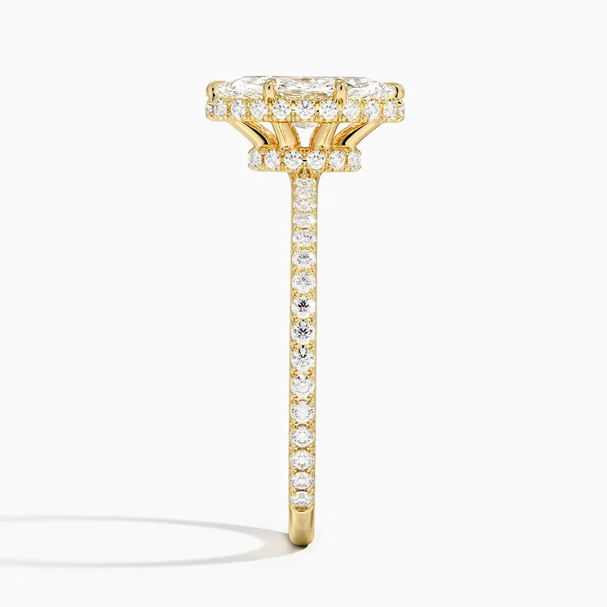 1,40 Karat Marquise Halo Tasarım Tektaş Laboratuvar Pırlanta Yüzük 18K - Luminara - Bold Diamonds