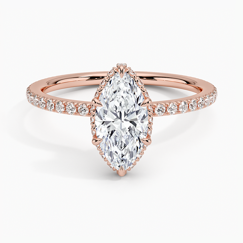 1,40 Karat Marquise Halo Tasarım Tektaş Laboratuvar Pırlanta Yüzük 18K - Luminara - Bold Diamonds
