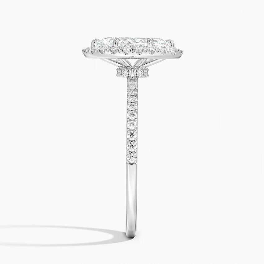 1.40 Karat Marquise Halo Tasarım Tektaş Laboratuvar Pırlanta Yüzük 18k -Luxora - Bold Diamonds