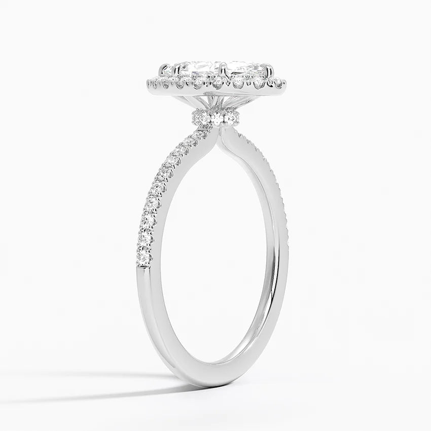 1.40 Karat Marquise Halo Tasarım Tektaş Laboratuvar Pırlanta Yüzük 18k -Luxora - Bold Diamonds