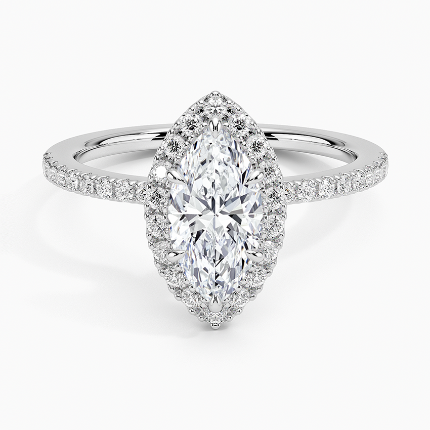 1.40 Karat Marquise Halo Tasarım Tektaş Laboratuvar Pırlanta Yüzük 18k -Luxora - Bold Diamonds