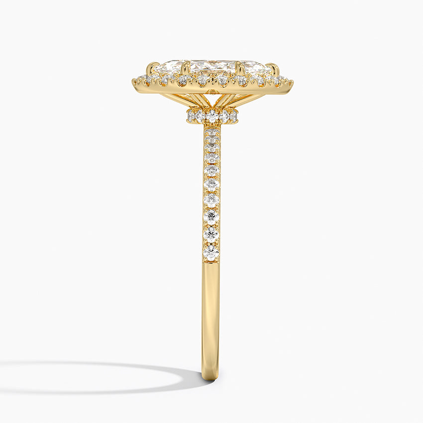 1.40 Karat Marquise Halo Tasarım Tektaş Laboratuvar Pırlanta Yüzük 18k -Luxora - Bold Diamonds