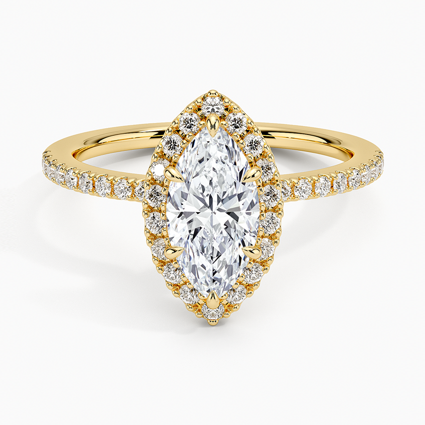 1.40 Karat Marquise Halo Tasarım Tektaş Laboratuvar Pırlanta Yüzük 18k -Luxora - Bold Diamonds