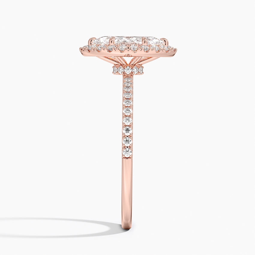 1.40 Karat Marquise Halo Tasarım Tektaş Laboratuvar Pırlanta Yüzük 18k -Luxora - Bold Diamonds
